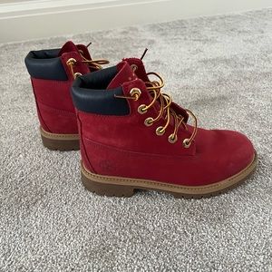 Red Timberland Boots size 4